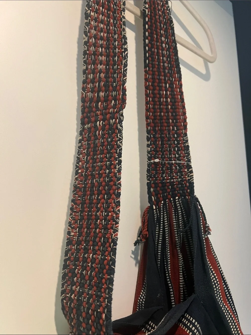 Handwoven Navy and Rust Stripe Boho Crossbody Bag